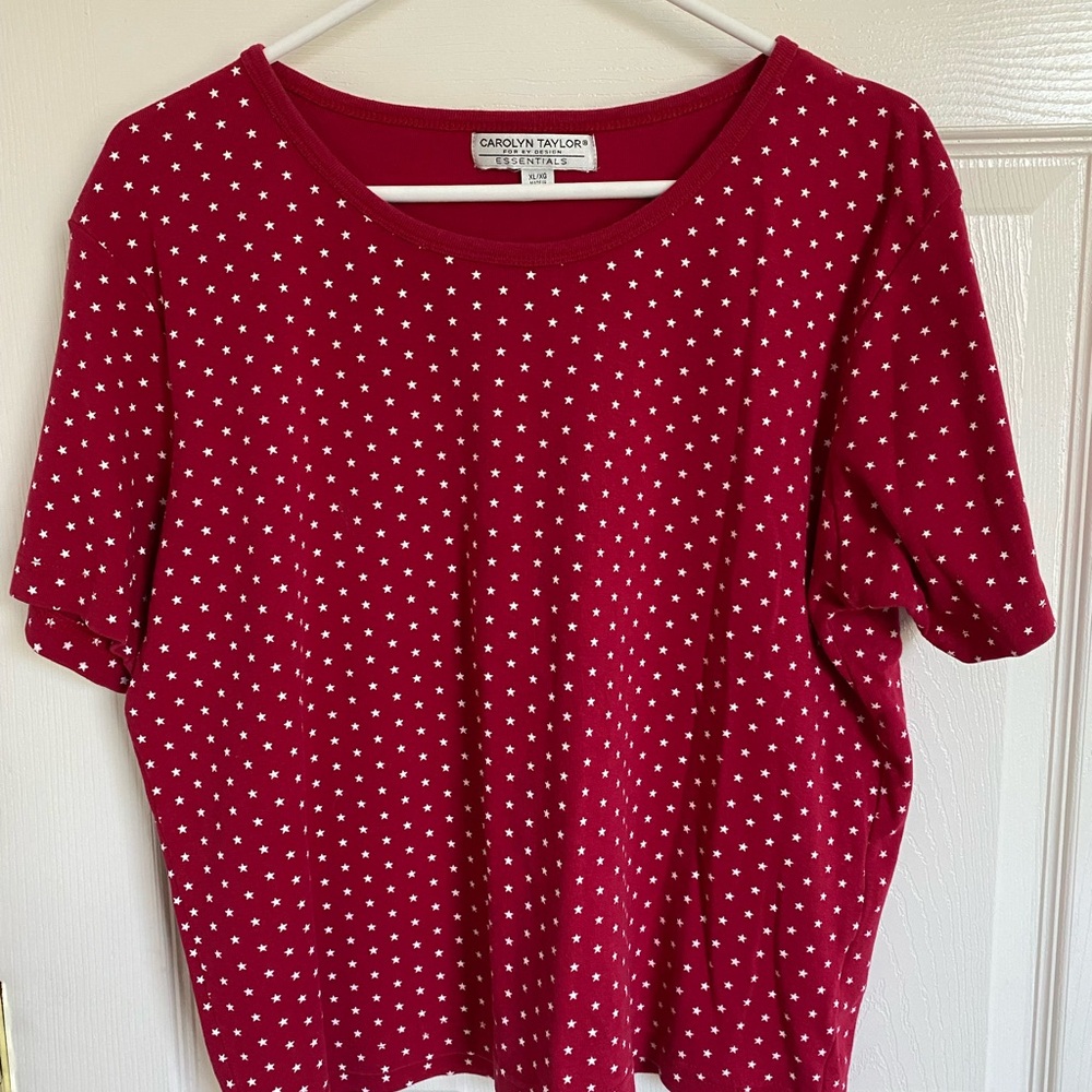 Carolyn Taylor Red Boxy Short Sleeve Tee